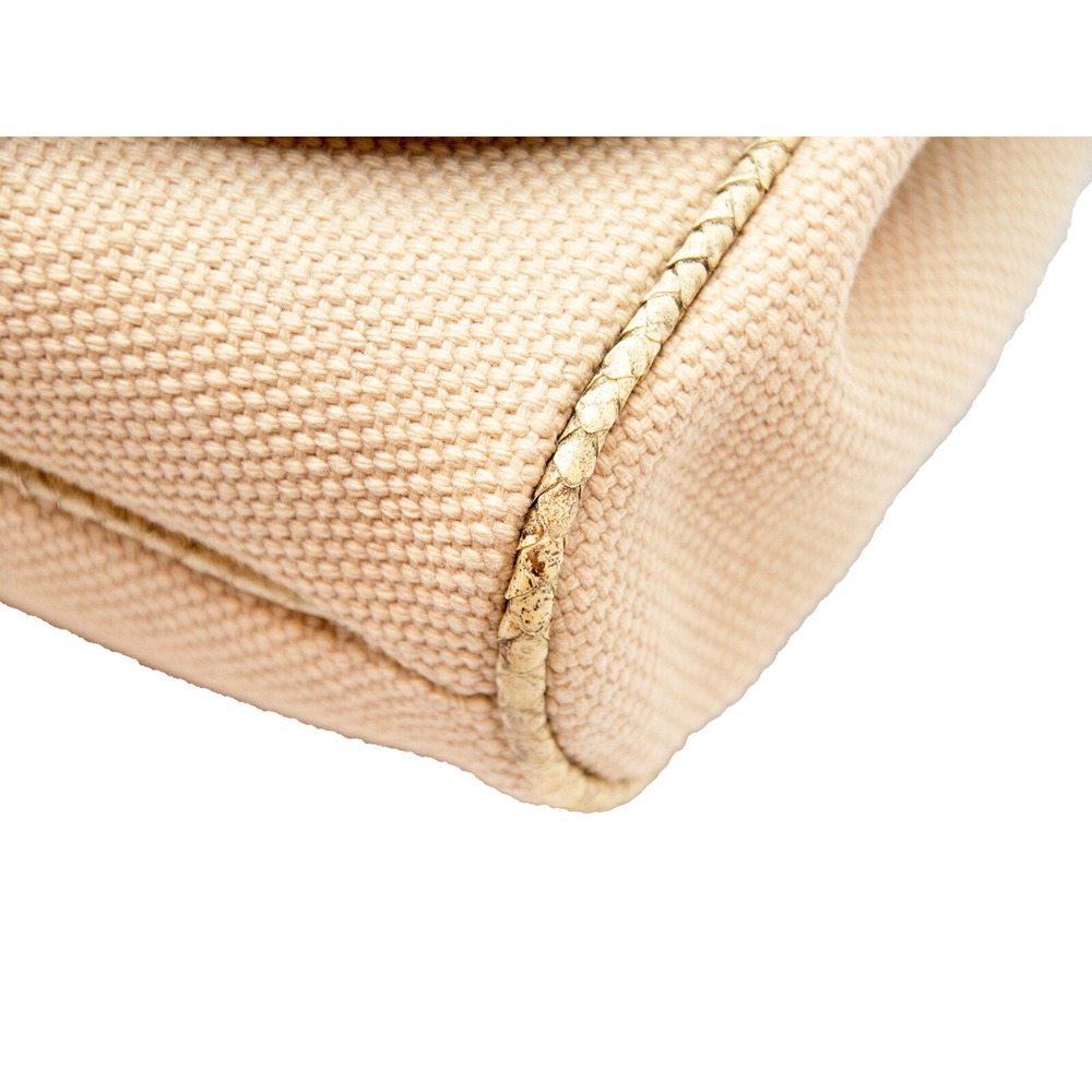 Chanel Handbag Python Canvas Brown - image 8